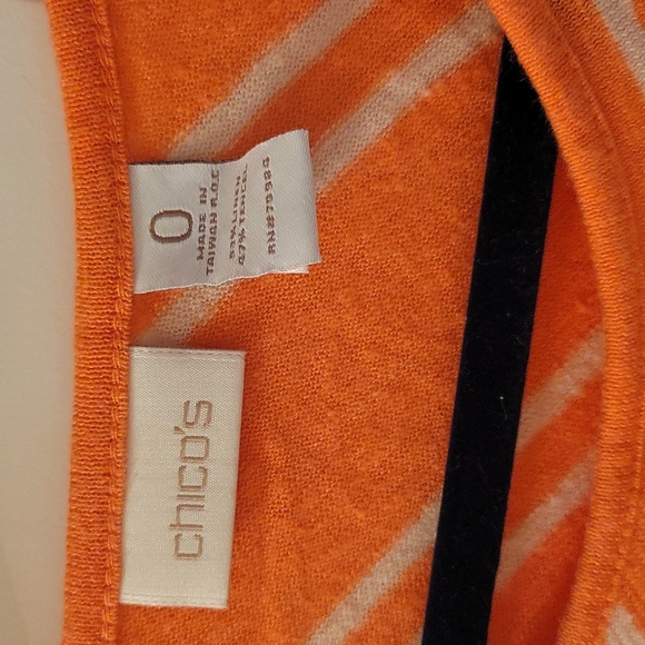 Chicos orange and tan top 3/4 sleeve small - Picture 2 of 5
